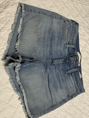 Guess Light Blue Distressed Denim Cutoff Shorts
